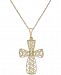 Two-Tone Filigree Cross Pendant Necklace in 14k Gold