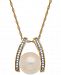 Cultured Freshwater Pearl (9mm) & Diamond Accent Pendant Necklace in 14k Gold