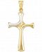 Two-Tone Cross Pendant in 14k Gold and White Gold