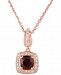Ruby (3/4 ct. t. w. ) and Diamond (1/5 ct. t. w. ) Square Drop Pendant Necklace in 14k Rose Gold