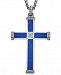 Esquire Men's Jewelry Lapis Lazuli (22-7/8 x 3-3/4mm & 9-1/2 x 3-3/4mm) and Diamond Accent Cross Pendant Necklace in Sterling Silver, Created for Macy's