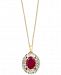 Amore by Effy Certified Ruby (1-3/8 ct. t. w. ) and Diamond (1/2 ct. t. w. ) Pendant Necklace in 14k Gold, Created for Macy's