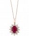 Amore by Effy Certified Ruby (1-9/10 ct. t. w. ) and Diamond (9/10 ct. t. w. ) Pendant Necklace in 14k Rose Gold, Created for Macy's