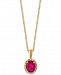 Amore by Effy Certified Ruby (9/10 ct. t. w. ) and Diamond Accent Halo Pendant Necklace in 14k Gold, Created for Macy's