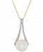 Honora Freshwater Pearl (10mm) and Diamond (1/4 ct. t. w. ) Pendant Necklace in 14k Gold