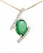 Rare Featuring Gemfields Certified Emerald (1 ct. t. w. ) and Diamond (1/10 ct. t. w. ) Pendant Necklace in 14k Gold, Created for Macy's