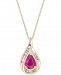 Certified Ruby (3/4 ct. t. w. ) and Diamond (1/10 ct. t. w. ) Pendant 18" Necklace in 14k Gold