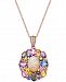 Opal (1 ct. t. w. ), Multi-Sapphire (3-1/6 ct. t. w. ) and Diamond Accent Pendant Necklace in 14k Rose Gold