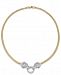 Diamond (5/8 ct. t. w. ) Pave and Emerald Accent Elephant Mesh Necklace in 14k Gold-Plated Sterling Silver