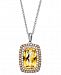 Sterling Silver Necklace, Citrine (3-1/3 ct. t. w. ), White Topaz (1/5 ct. t. w. ) and Champagne Diamond (1/3 ct. t. w. ) Rectangle Pendant
