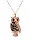 Confetti by Effy White and Brown Diamond Owl Pendant Necklace (1/2 ct. t. w. ) in 14k Rose Gold
