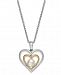Cultured Freshwater Pearl Heart Pendant Necklace in 14k Gold and Sterling Silver (5mm)