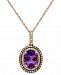 Amethyst (2-1/4 ct. t. w. ) and Diamond (1/3 ct. t. w. ) Pendant Necklace in 14k Rose Gold