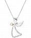 Angel Adjustable Pendant Necklace with Diamond Accents in Sterling Silver with 14k Gold Accent