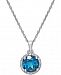 London Blue Topaz (1-1/2 ct. t. w. ) and Diamond Accent Pendant Necklace in 14k White Gold