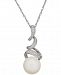 Cultured Freshwater Pearl (10mm) & Diamond (1/10 ct. t. w. ) Twisted Pendant Necklace in Sterling Silver