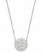 Diamond Pave' Cluster Disc Pendant Necklace (1/5 ct. t. w. ) in Sterling Silver