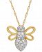 Diamond Bee Pendant Necklace (1/10 ct. t. w. ) in 10k Gold