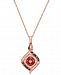 Rhodolite Garnet (1-1/3 ct. t. w. ) and Diamond (1/4 ct. t. w. ) Pendant Necklace in 14k Rose Gold