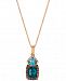 Le Vian Chocolatier Blue Topaz (2 ct. t. w. ) and Diamond (3/8 ct. t. w. ) Pendant Necklace in 14k Rose Gold, Created for Macy's