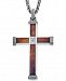 Esquire Men's Jewelry Red Tiger's Eye (22-7/8 x 3-3/4mm & 9-1/2 x 3-3/4mm) and Diamond Accent Cross Pendant Necklace in Sterling Silver, Created for Macy's