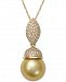 Cultured Golden South Sea Pearl (9mm) and Diamond (3/8 ct. t. w. ) Pendant Necklace in 14k Gold