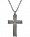 Esquire Men's Jewelry Meteorite Cross Pendant Necklace in Sterling Silver, Created for Macy's