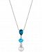 Le Vian Blue Topaz (3-3/4 ct. t. w. ), White Cultured Freshwater Pearl (10mm) and Diamond (1/6 ct. t. w. ) Pendant Necklace in 14k White Gold