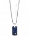 Effy Men's Sapphire Dog Tag Pendant Necklace (1-3/8 ct. t. w. ) in Sterling Silver and 18k Gold