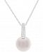 Cultured Freshwater Pearl (9mm) and Diamond (1/10 ct. t. w. ) Pendant Necklace in 14k White Gold