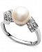 Belle de Mer Sterling Silver Ring, Cultured Freshwater Pearl (8mm) and Diamond Accent Double Loop Ring
