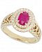 Rare Featuring Gemfields Certified Ruby (2/3 ct. t. w. ) and Diamond (1/3 ct. t. w. ) Heart Ring in 14k Gold