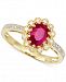 Rare Featuring Gemfields Certified Ruby (2/3 ct. t. w. ) and Diamond (1/10 ct. t. w. ) Ring in 14k Gold