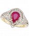 Rare Featuring Gemfields Certified Ruby (5/6 ct. t. w. ) and Diamond (2/3 ct. t. w. ) Ring in 14k Gold