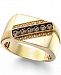 Men's Champagne and White Diamond Ring in 10k Gold (1/4 ct. t. w. )