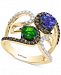 Le Vian Chocolatier Neo Geo Multi-Gemstone (1-3/8 ct. t. w. ) and Diamond (5/8 ct. t. w. ) Swirl Ring in 14k Gold, Created for Macy's