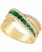 Emerald (9/10 ct. t. w. ) and Diamond (3/4 ct. t. w. ) Crisscross Ring in 14k Gold