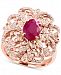 Amore by Effy Certified Ruby (1-3/8 ct. t. w. ) and Diamond (3/8 ct. t. w. ) Statement Ring in 14k Rose Gold, Created for Macy's