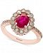 Amore by Effy Certified Ruby (1-3/8 ct. t. w. ) and Diamond (5/8 ct. t. w. ) Statement Ring in 14k Rose Gold, Created for Macy's