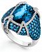 Sterling Silver Blue Topaz (11-1/10 ct. t. w. ) and White Topaz (1/2 ct. t. w. ) Ring