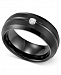 Triton Men's Black Tungsten Ring, Diamond Accent Wedding Band