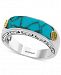 Effy Men's Manufactured Turquoise Ring (20 x 6mm) in Sterling Silver and 18k Gold