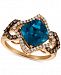 Le Vian Chocolatier Deep Sea Blue Topaz (3-3/8 ct. t. w. ) and Diamond (3/8 ct. t. w. ) Ring in 14k Rose Gold