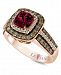 Le Vian Raspberry Rhodolite Garnet (1 ct. t. w. ) and White and Chocolate Diamonds (3/4 ct. t. w. ) Square Statement Ring in 14k Rose Gold