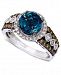 Le Vian Blue Topaz (2 ct. t. w. ) and White and Chocolate Diamonds (3/4 ct. t. w. ) Statement Ring in 14k White Gold