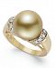 14k Gold Ring, Golden South Sea Pearl (12mm) and Diamond (1/4 ct. t. w. ) Ring