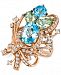 Le Vian Crazy Collection Blue Topaz, White Topaz and Green Quartz Cluster Ring in 14k Rose Gold (7 ct. t. w. ), Created for Macy's