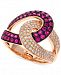 Amore by Effy Ruby (3/4 ct. t. w. ) and Diamond (1/3 ct. t. w. ) Loop Ring in 14k Rose Gold