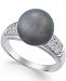 Cultured Tahitian Pearl (11mm) and Diamond Ring (1/4 ct. t. w. ) in 14k White Gold