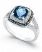 London Blue Topaz (1-3/4 ct. t. w. ) and Diamond (1/4 ct. t. w. ) Double Halo Ring in 14k White Gold